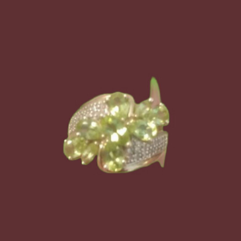 Peridot and Earth mined diamond ring size 8
